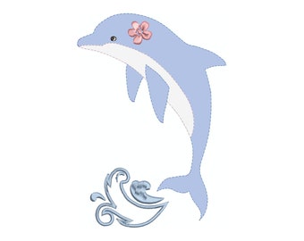 Dolphin Dana 18x30 applique Embroidery file