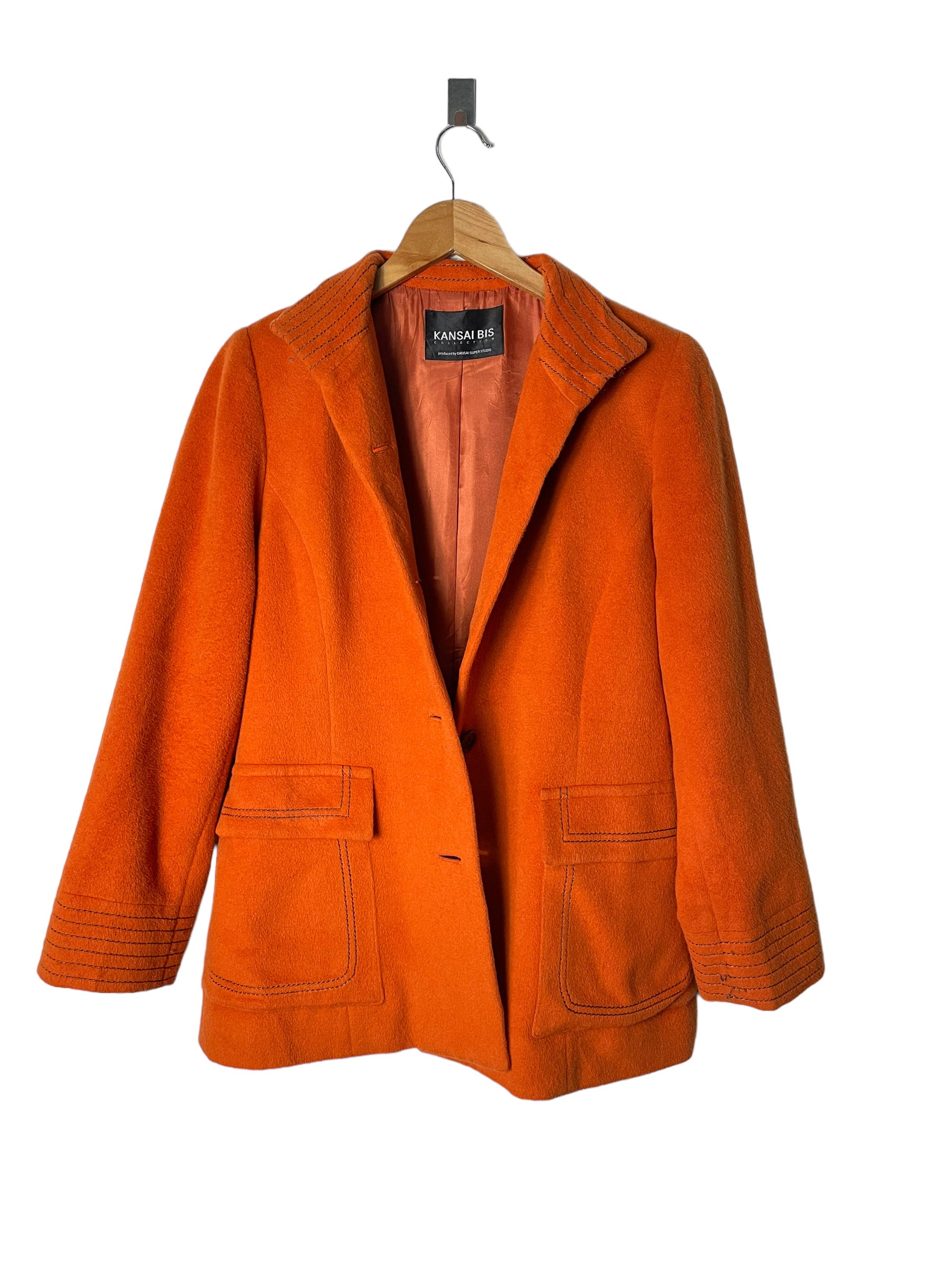 Kansai Bis by Kansai Yamamoto Wool Orange Jacket Overcoat Wool Kansai