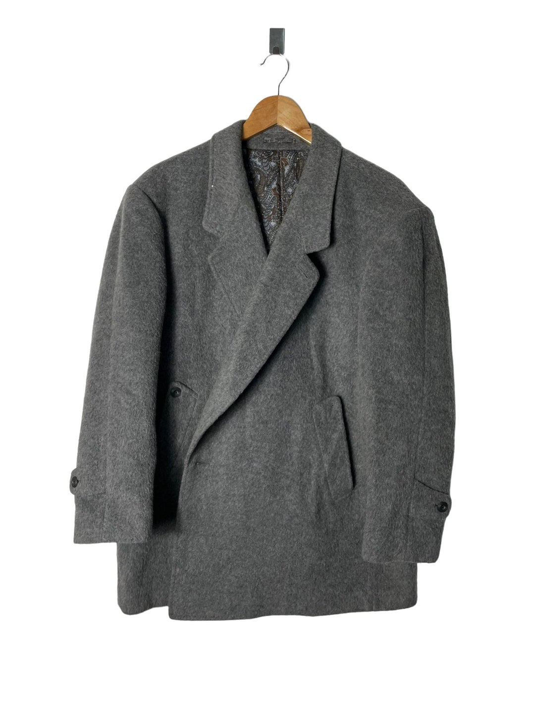 Vintage Italian Alpaca Mohair Wool Overcoat Paisley Lining PG36 - Etsy