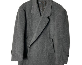 Vintage Italian Alpaca Mohair Wool Overcoat Paisley Lining PG36