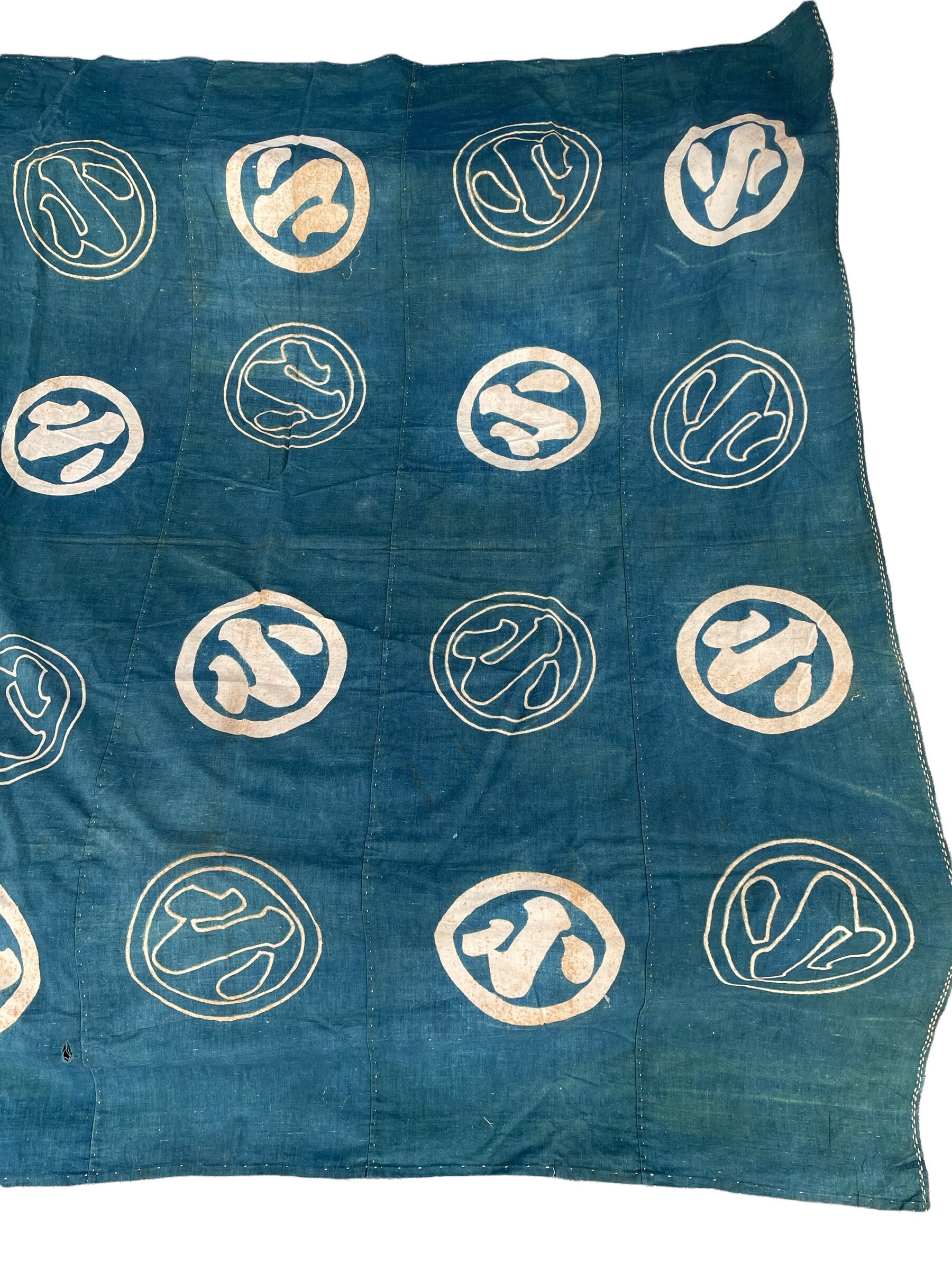 Vintage Japanese Indigo Dyed Tsutsugaki Futonji Futon Cover Zanshiori