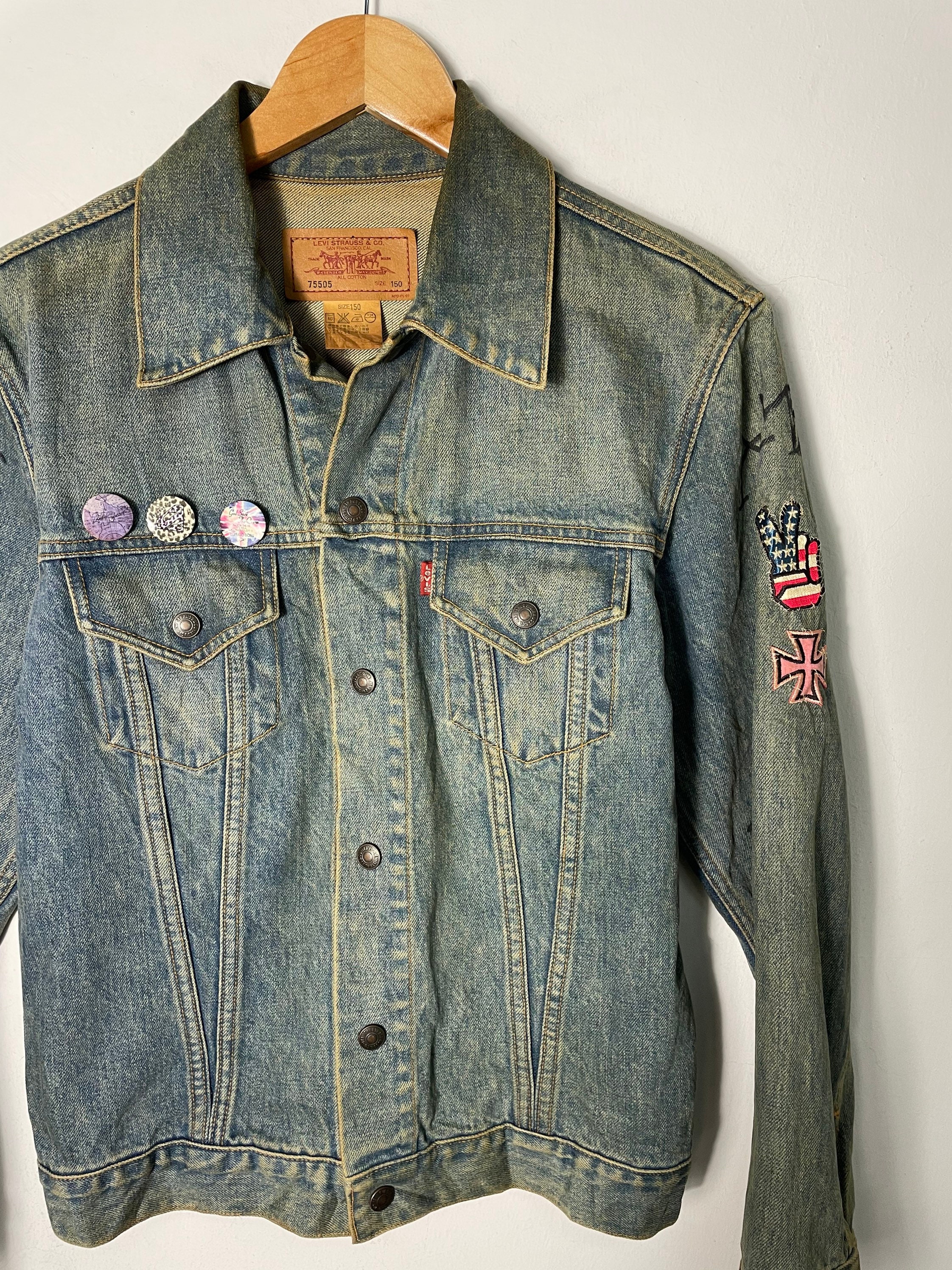 Rare Levis Trucker Jeans Jacket Custom Patched Japanese Bad