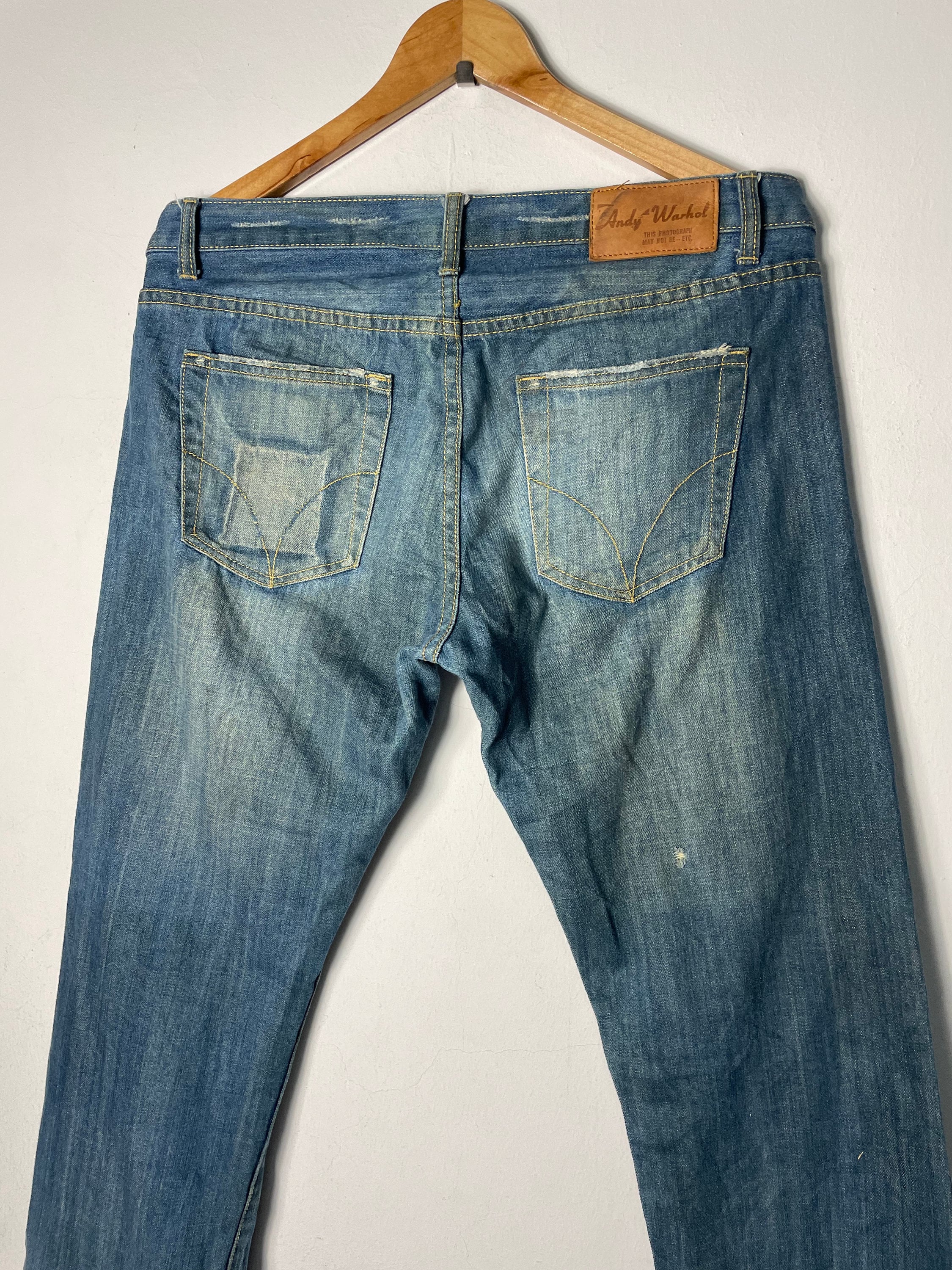 HYSTERIC GLAMOUR X Andy Warhol Studded Punk Jeans Distressed