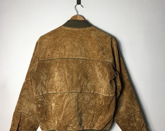 ♡epine basicjacket brown♡ Tan Leather Regular Fit Zip Closure Jacket For Men By Brune