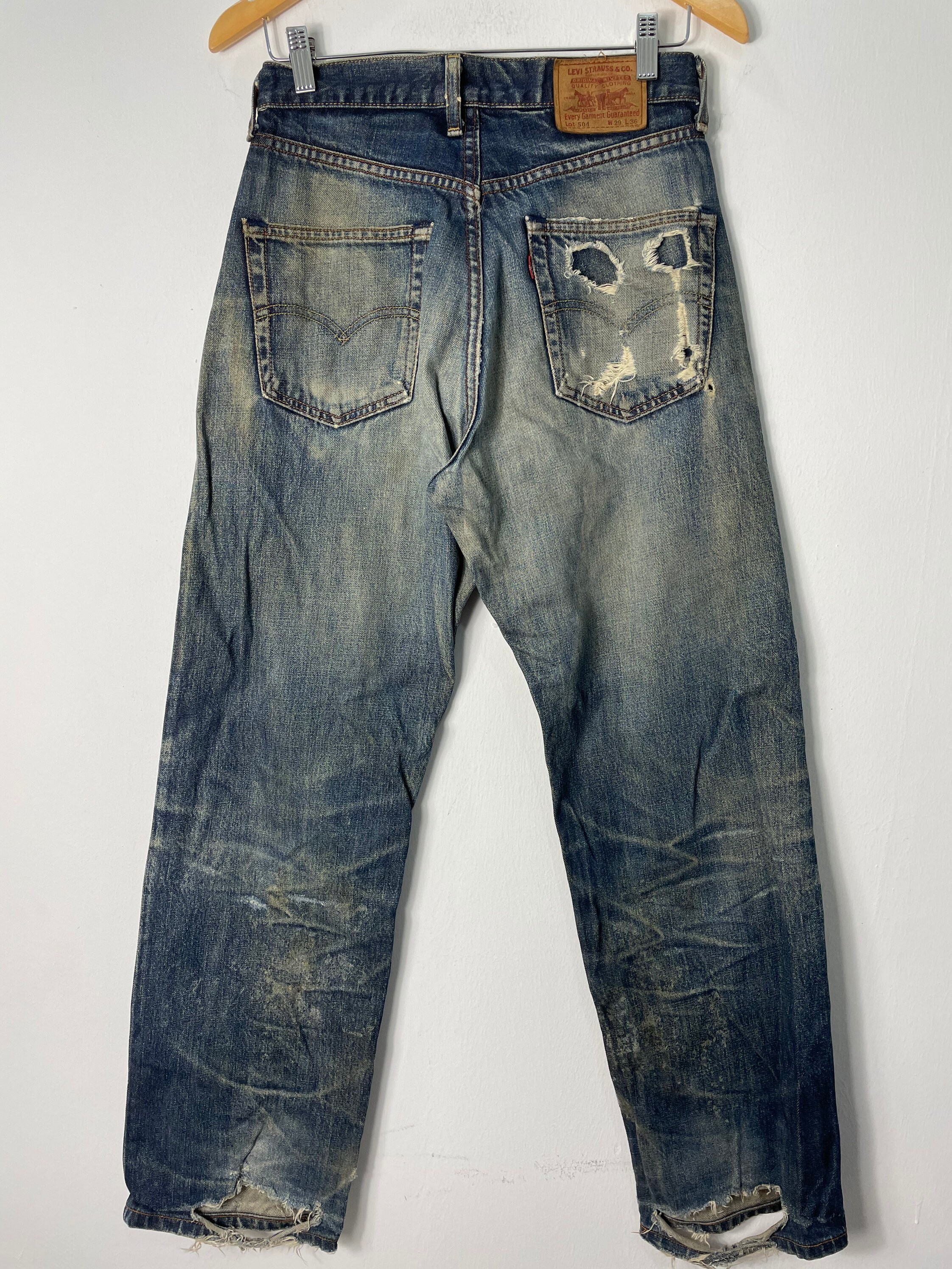 Vintage 90s Levis Distressed Wornout Denim Lot504 Doughnut