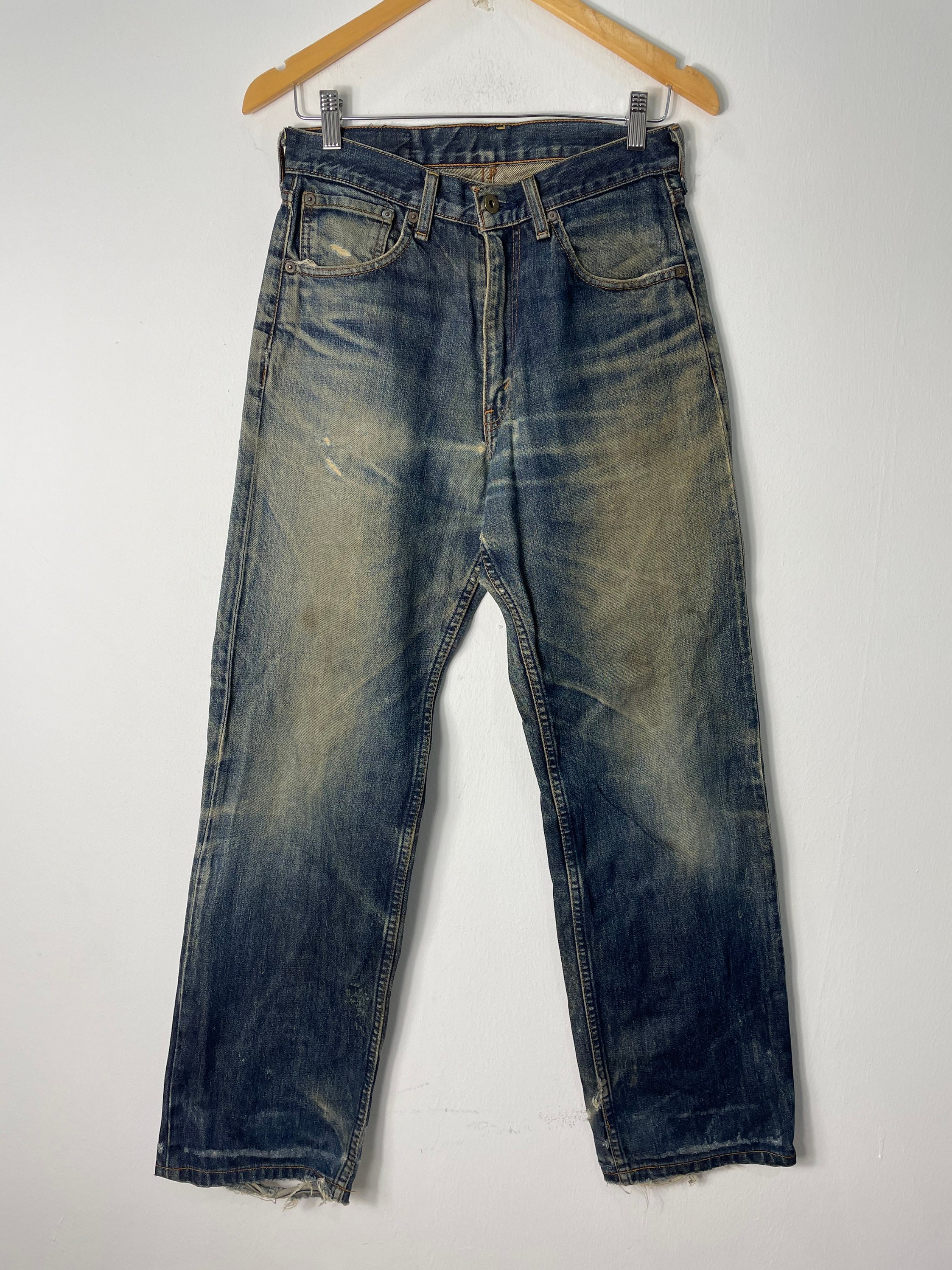 Vintage 90s Levis Distressed Wornout Denim Lot504 Doughnut Button 