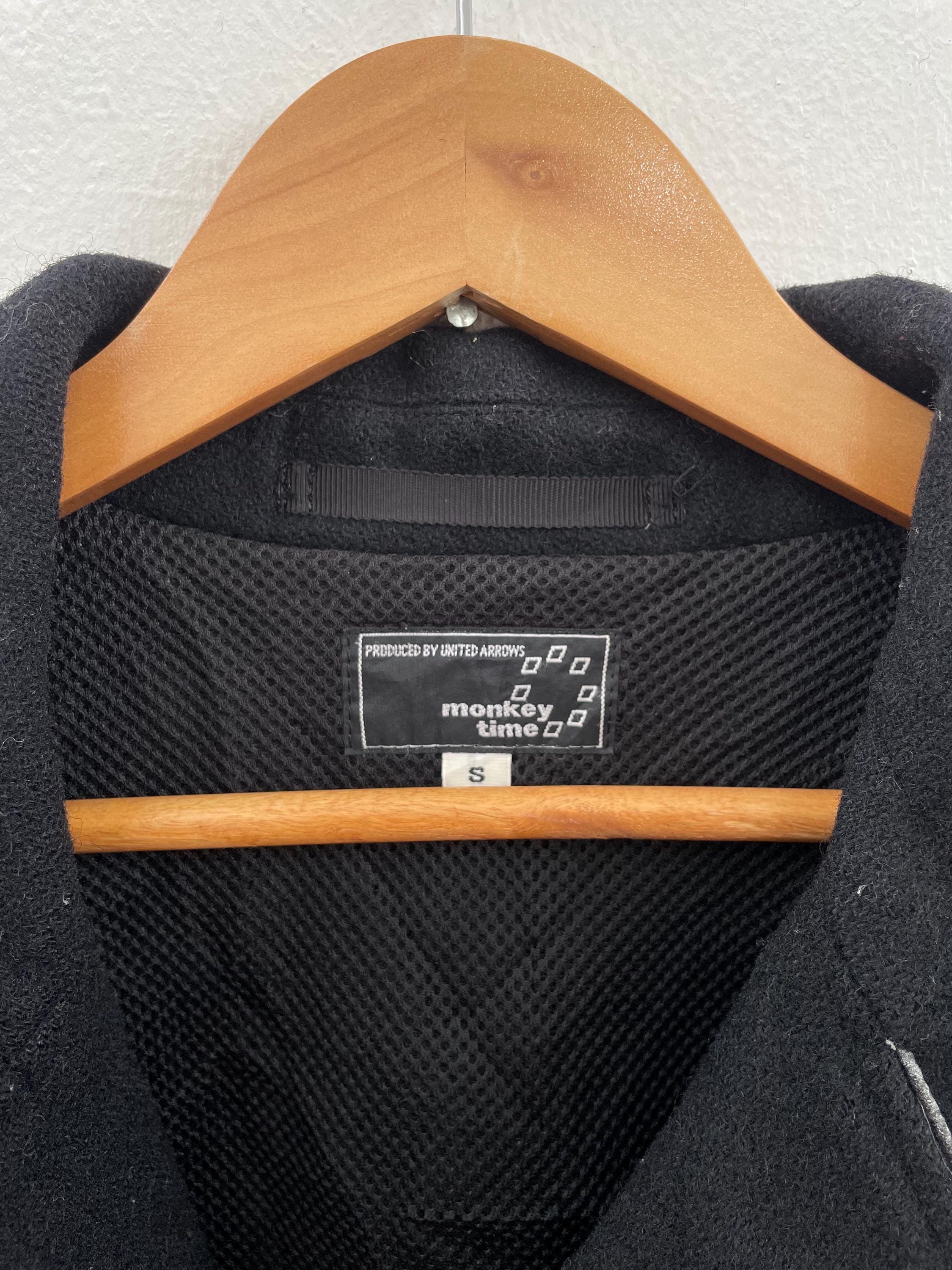 United Arrows Monkey Time Black Wool Double Collar Coat Jacket - Etsy