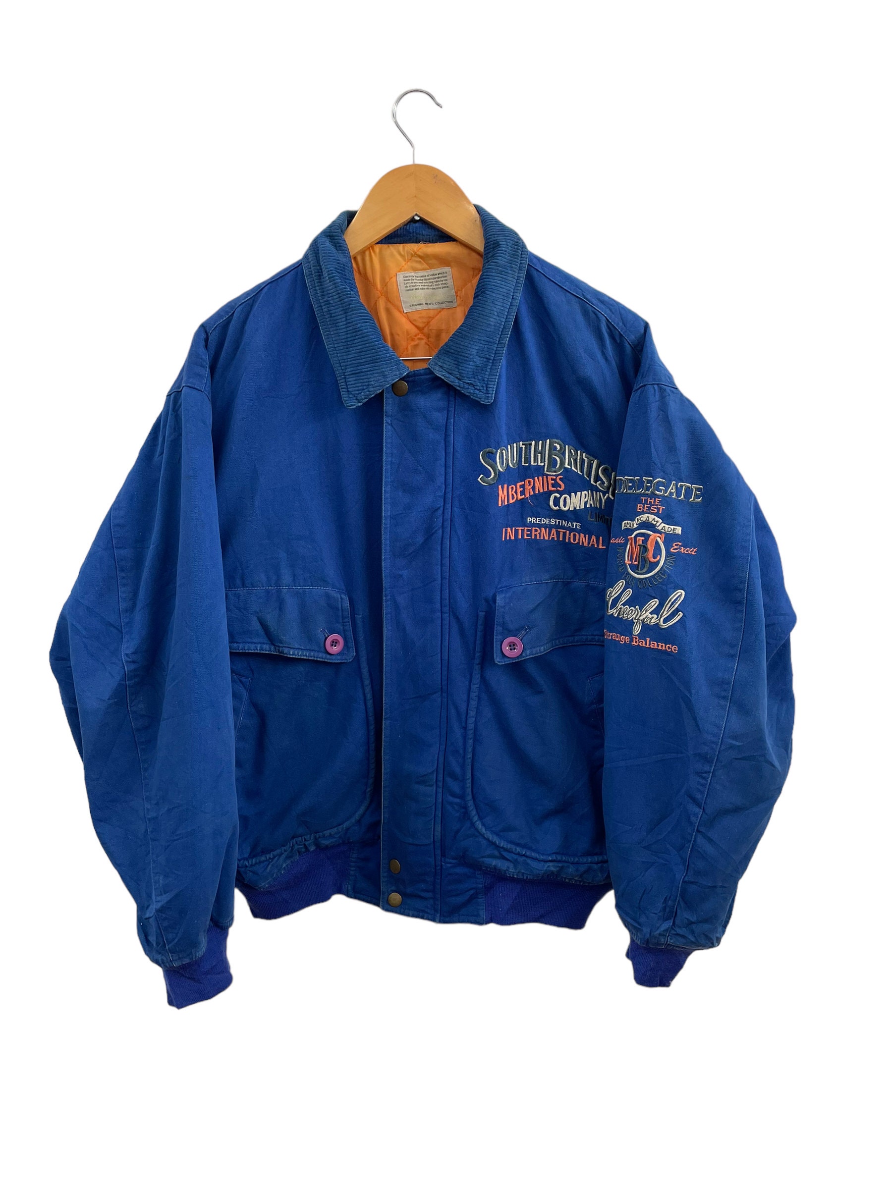 Vintage Blue Workwear Bomber Jacket: Zipper Front - Etsy Canada