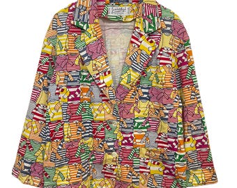 Vintage JC de Castelbajac Rare Blazer Allover Printed Very Hard To Find