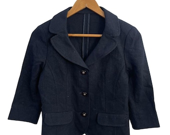 Vintage Courrèges Paris Cropped Wool Coat, Minimalist French Designer (Size S)