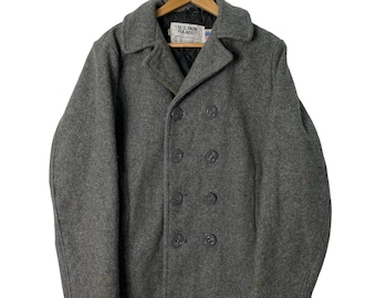 Vintage Schott Bros 740N Pea Jacket New York USN Black 10 Button