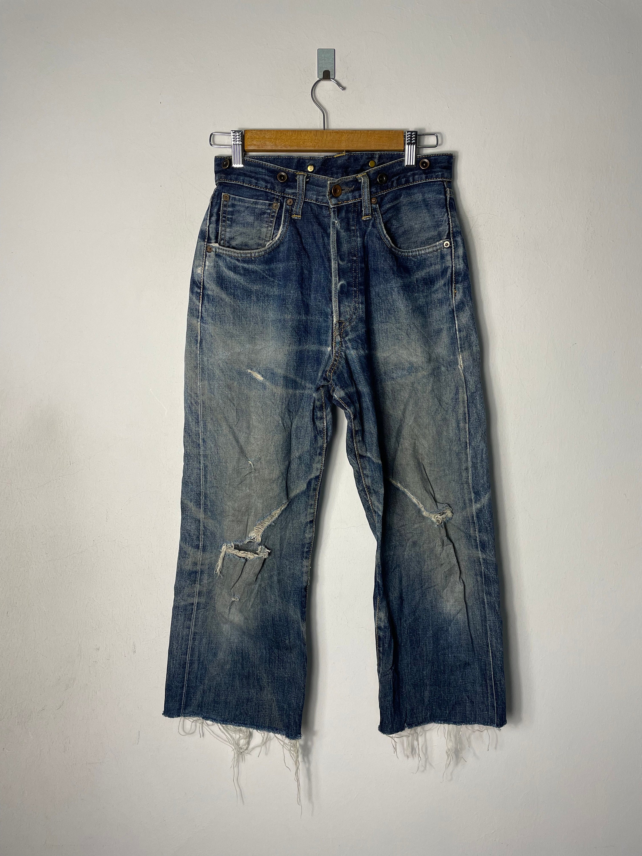 Vintage Edwin Buckleback Distressed Cropped Jeans Denim Edwin