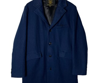 Fidelity x United Arrows Wool Coat: Double Collar Blue Winter Jacket