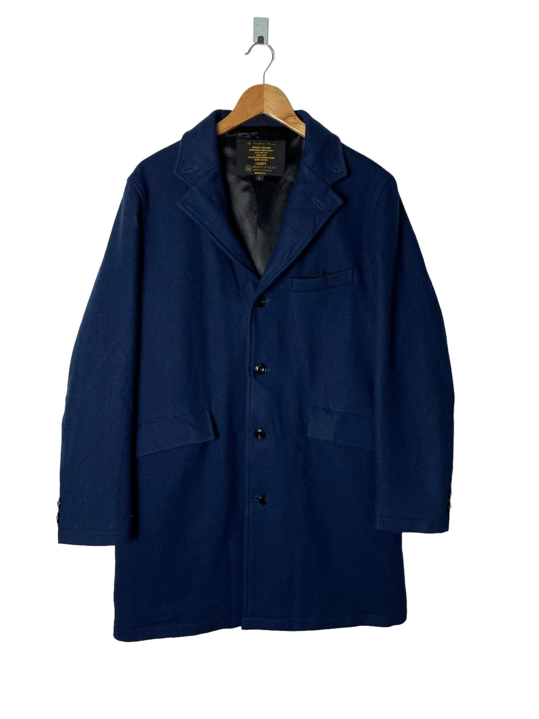 Fidelity X United Arrows Wool Coat Double Collar Blue Wool - Etsy