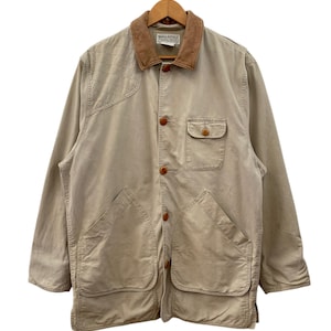 Vintage Banana Republic Michigan Chore Jacket Leather Collar Super Rare