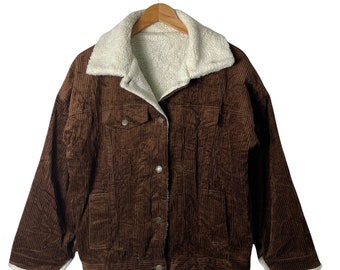 Bruin Fluwelen Sherpa Jas Made in Japan sz M