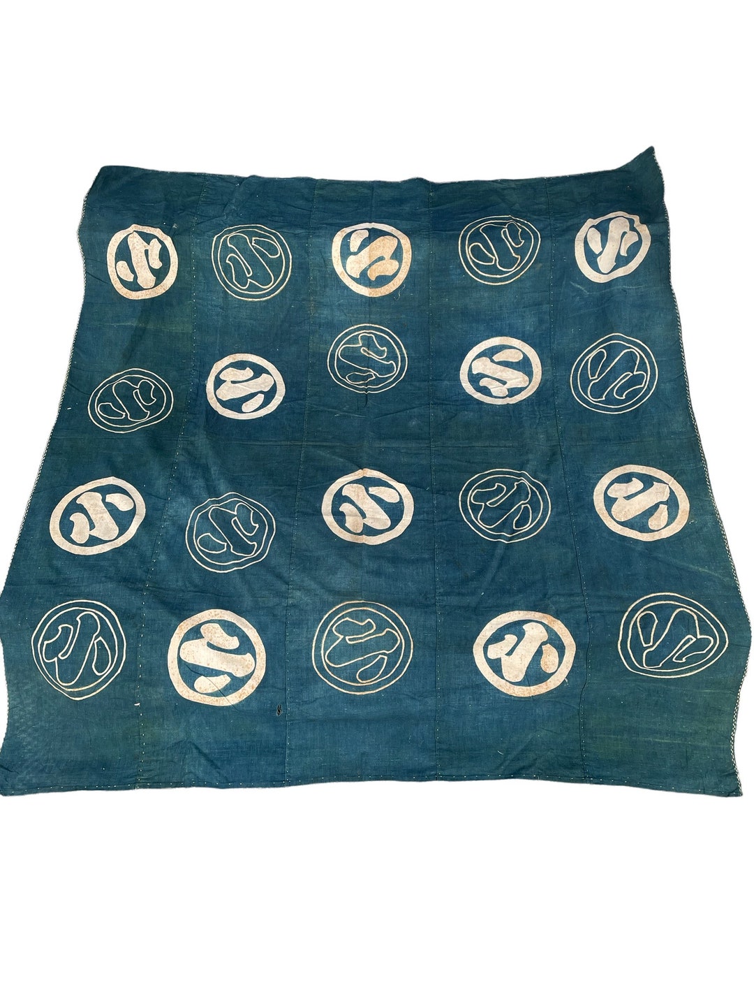 Vintage Japanese Indigo Dyed Tsutsugaki Futonji Futon Cover Zanshiori