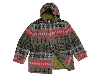 Giacca con cappuccio in lana Navajo Mr Junko giapponese d'epoca, azteca