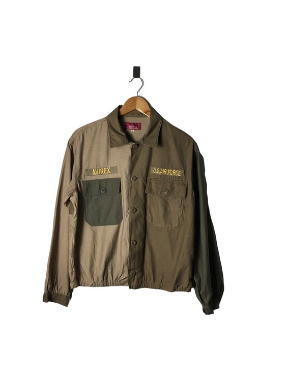 Rare Avirex Style Chore Jacket Patchwork Two Tone… - image 1