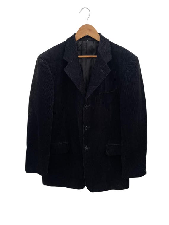 Vintage Calvin Klein Black Corduroy Blazer Overcoat: 90s Retro 