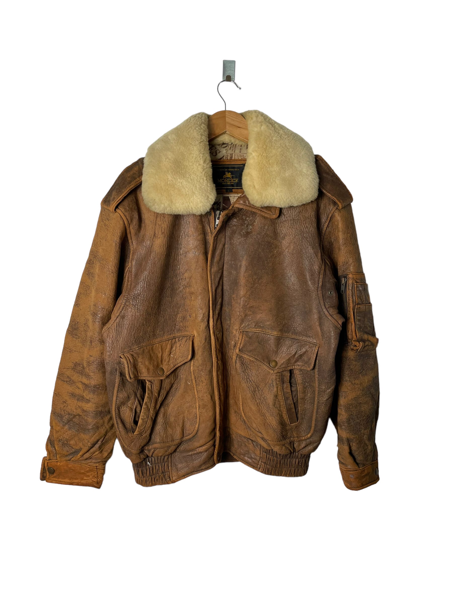 Vintage Mondick Brown Leather Bomber Jacket B3 Type Jacket Japan