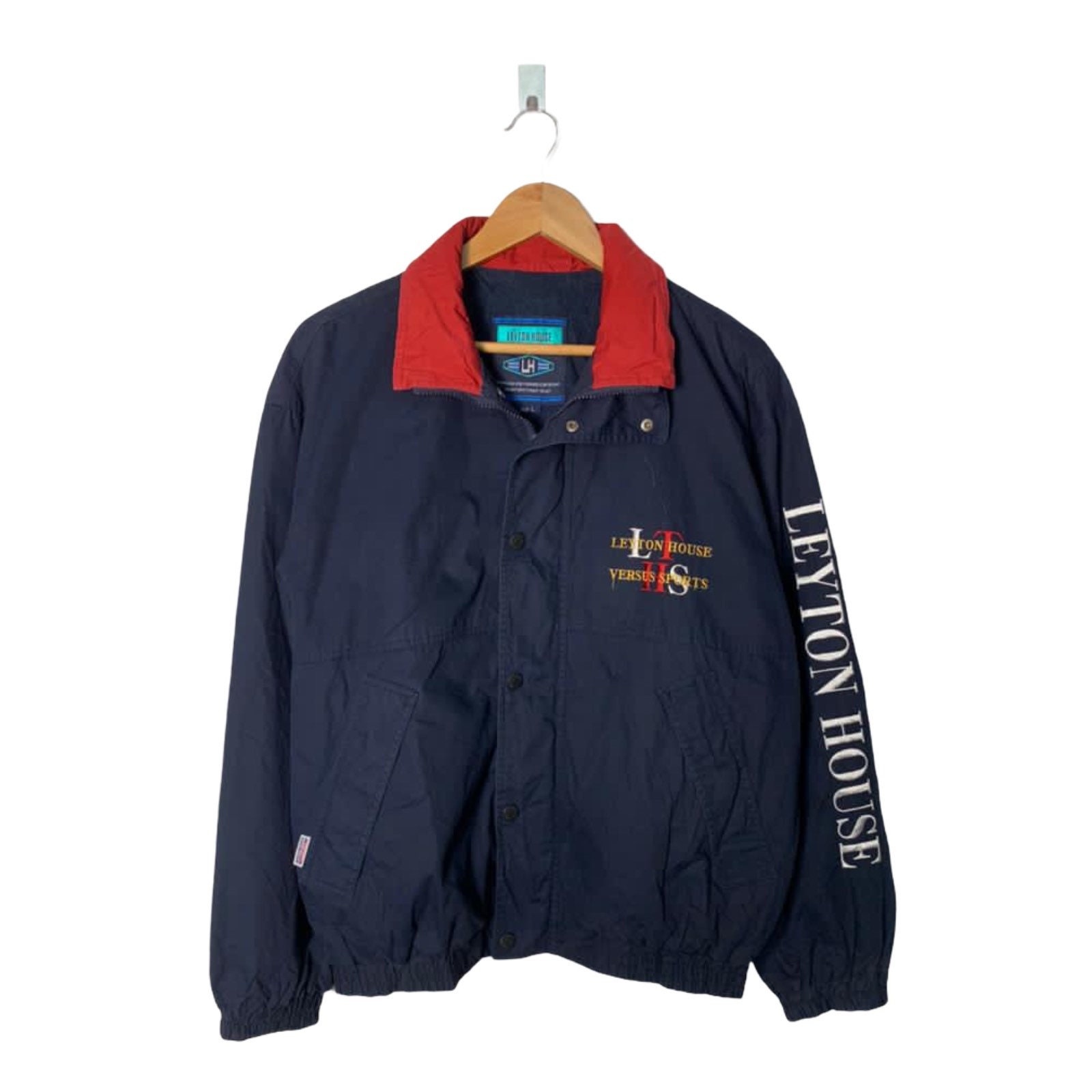 Leyton House Racing Team ジャケット Lサイズ ネイビー Vintage Leyton House Racing Zipper Jacket Spell Out Big Logo Grand
