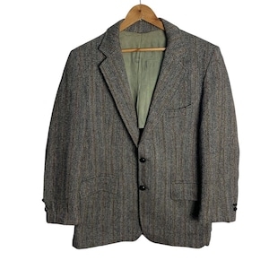 Harris Tweed HBT Wool Tailored Jacket – Vintage Scottish Handwoven Blazer Sport Coat