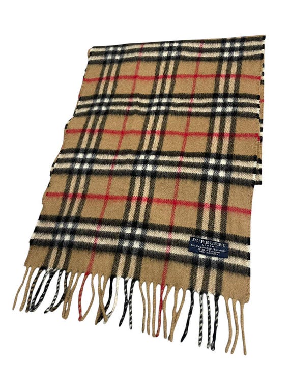 Burberry Nova Check Scarf: Wool Cashmere Plaid Fringe Muffler - Etsy