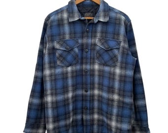 Vintage Pendleton Shadow Karierte Wollhemden Gesteppte Hemden Gr. M