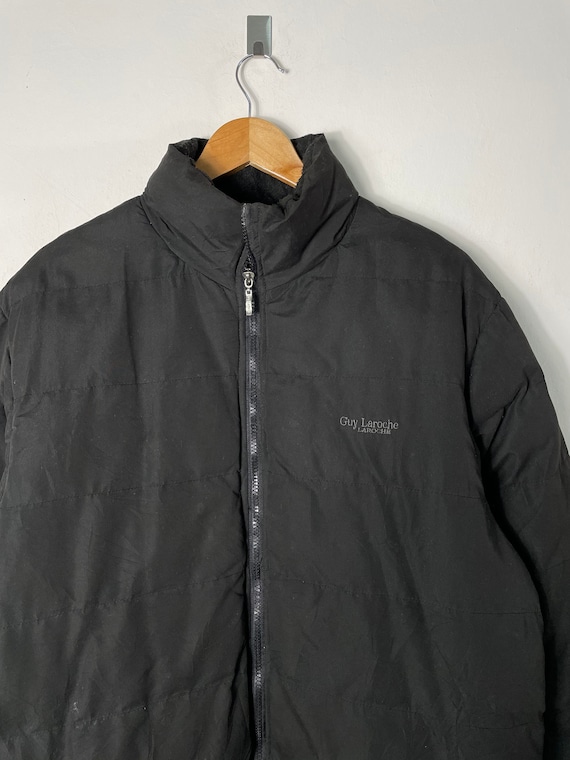 Guy Laroche Puffer Jacket Black Embroidered Jacket Sz XL - Etsy