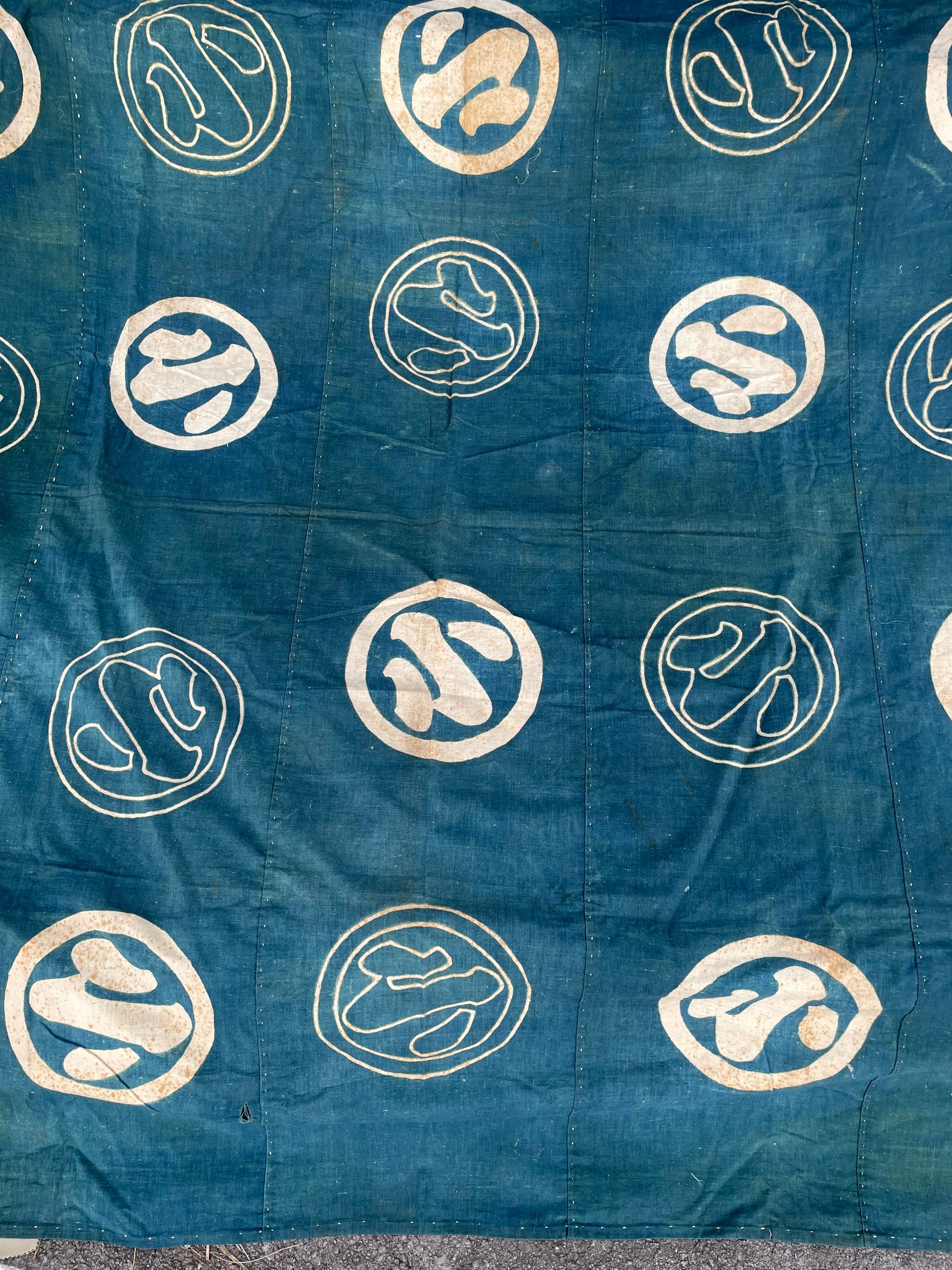 Vintage Japanese Indigo Dyed Tsutsugaki Futonji Futon Cover Zanshiori