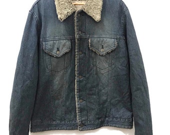 Vintage Levis Wabash Sherpa Trucker Jacket - Indigo Redloop, sz L