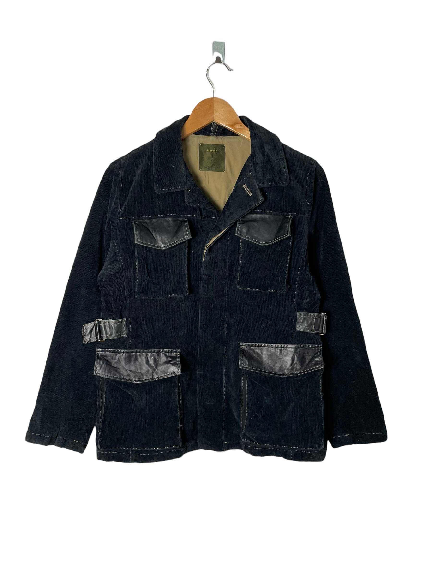 Indigo Inbreed Japanese Brand Multipocket Leather Coduroy