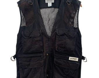 Vintage Domke Japan Mesh Utility Vest Multi Pocket NOIR Gorpcore Randonnée en plein air Streetwear Taille L