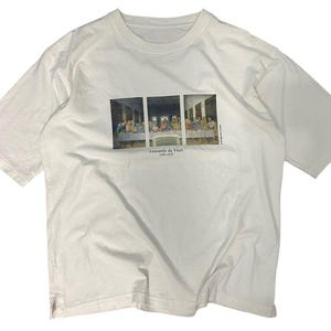 Vintage Y2K The Last Supper Graphic T-Shirt - Leonardo Da Vinci Art Print, Size L