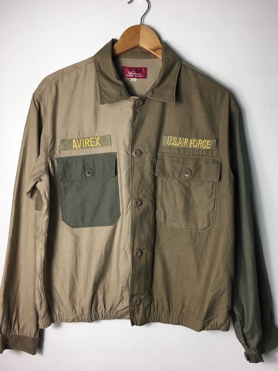 Rare Avirex Style Chore Jacket Patchwork Two Tone… - image 2