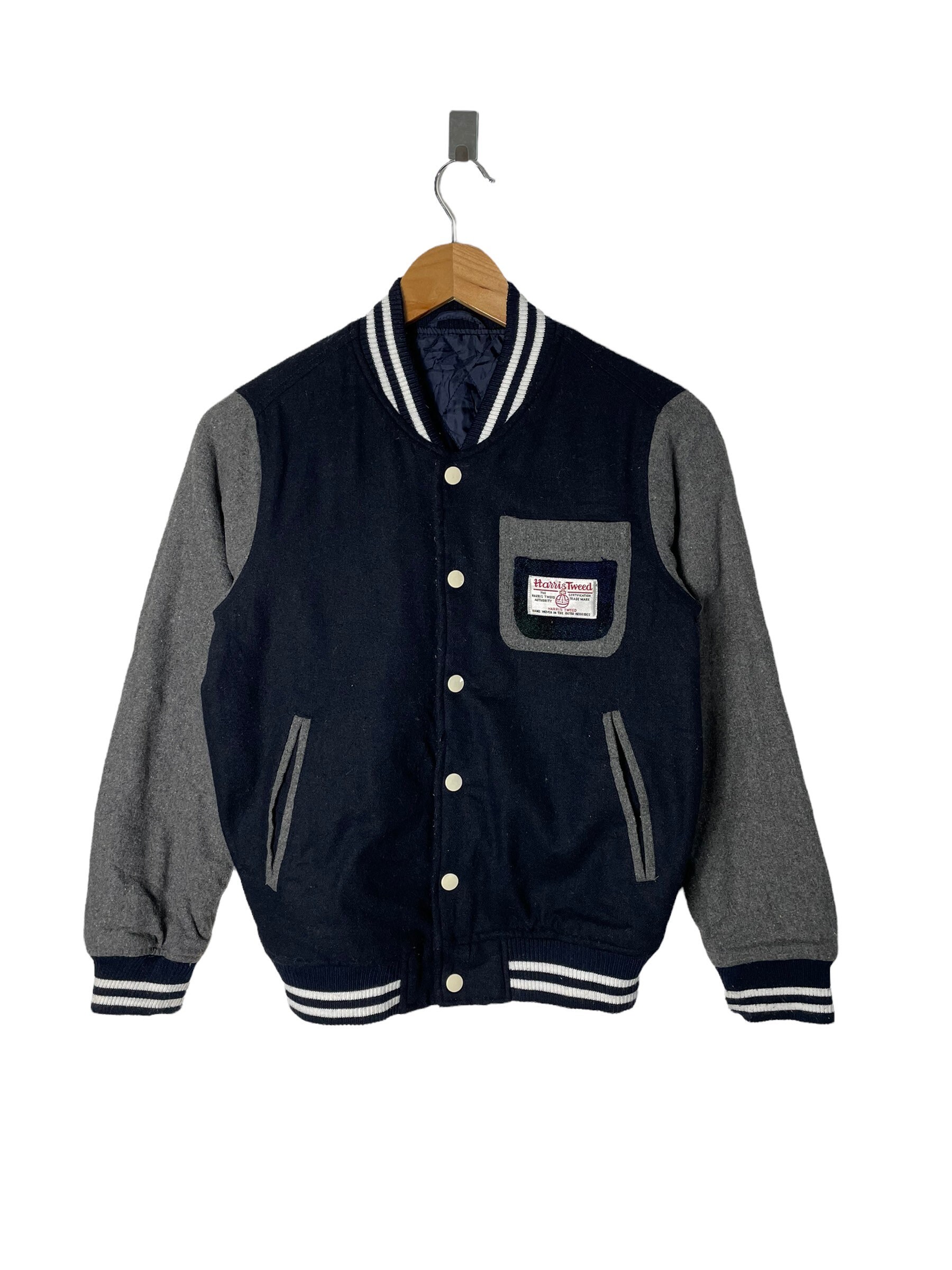 Harris Tweed Bomber Varsity Wool Jacket PG21 - Etsy Sweden