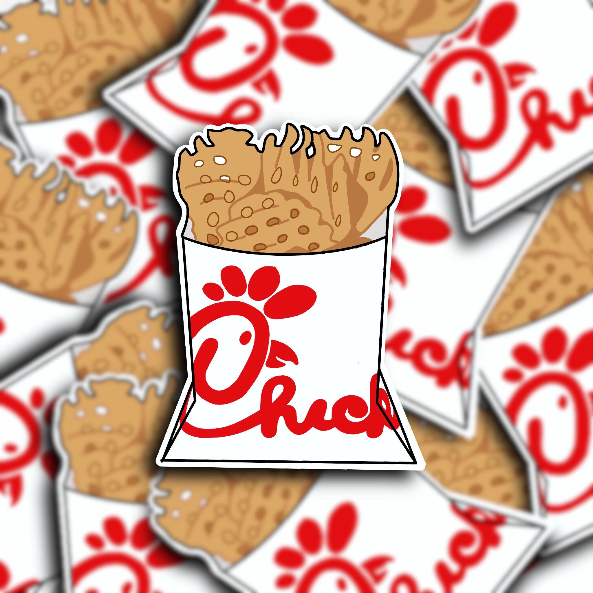 Chick Fil A Waffle Fry Sticker Food stickers waterproof | Etsy