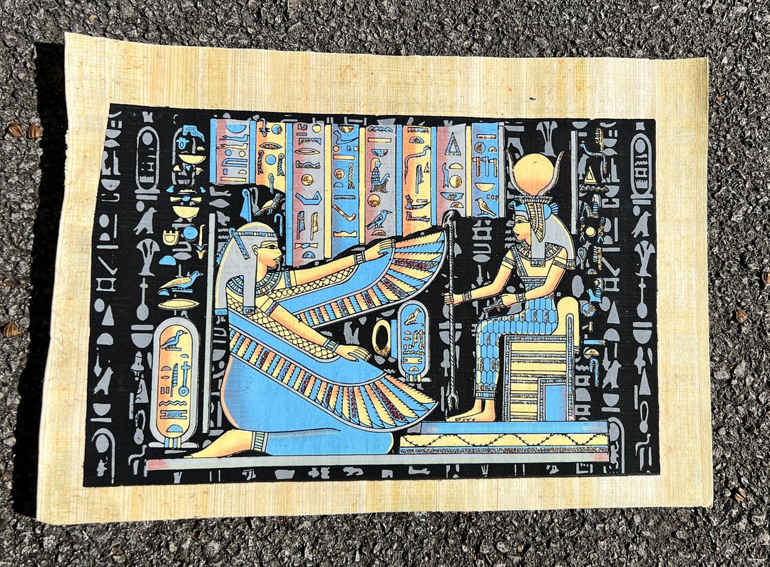 Hand Painted Papyrus From Egypt - Maat and Isis - Etsy