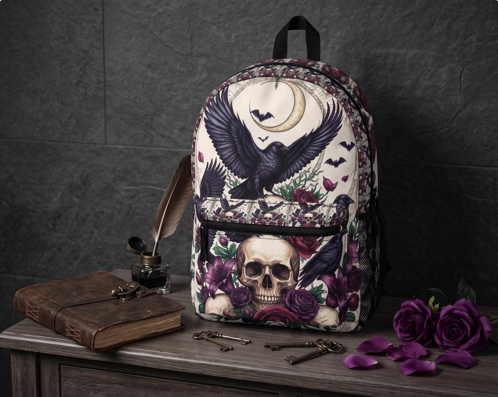 Skull Rucksack With Roses - Etsy