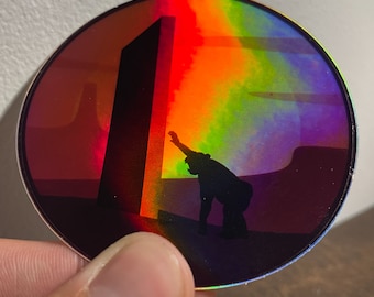 2001 Space Odyssey Monolith Monkey Holographic Laptop Sticker
