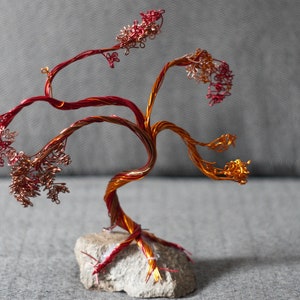 Handcrafted wire bonsai tree wire bonsai tree bonsai tree reclaimed wood stand bonsaitree Japanese garden zen decor