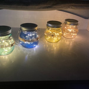Solar mason jars tinted glass nautical decorations beach house decor lake house lights solar hanging lanterns