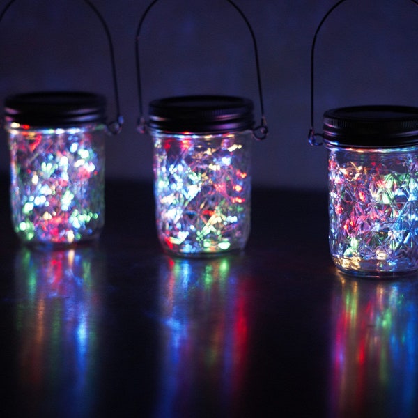 Solar multi color hanging Jars solar mason jar solar lights garden light garden decoration