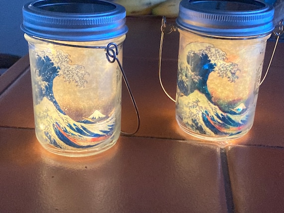 Solar mason jar lantern decoupage solar light garden decor zen garden yard lights solar garden light outdoor decoration patio ambiance