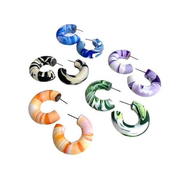 AURA | Tie Dye Jewelry | Abstract Hoop Earring | Chunky Earring | Thick Hoop | Coachella Jewelry  | Titanium Earrings
