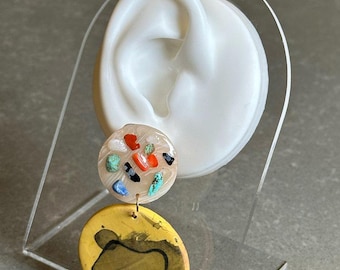 Mosaik Ohrringe aus Polymer Clay | Hypoallergene Titan Ohrstecker