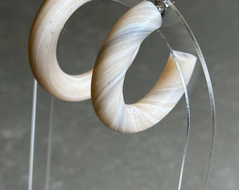 Marble Hoop Earrings | Statement Earrings, Lightweight Polymer Clay, Titanium Earring Posts, Black Owned Jewelry | Latina Owned Business
