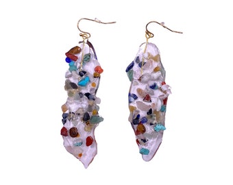Mosaic Earring no.3 |  Resin  Earring | Gold Plated Jewelry | Transparent Earring | Clear Earring | 18k Gold Plated Earring