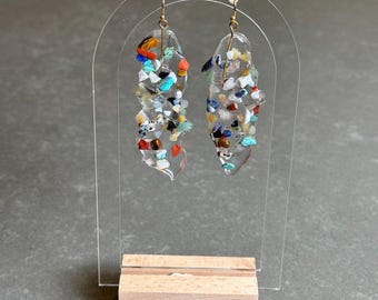 Mosaik Ohrringe | Leichte Polymer Clay, 18k vergoldet